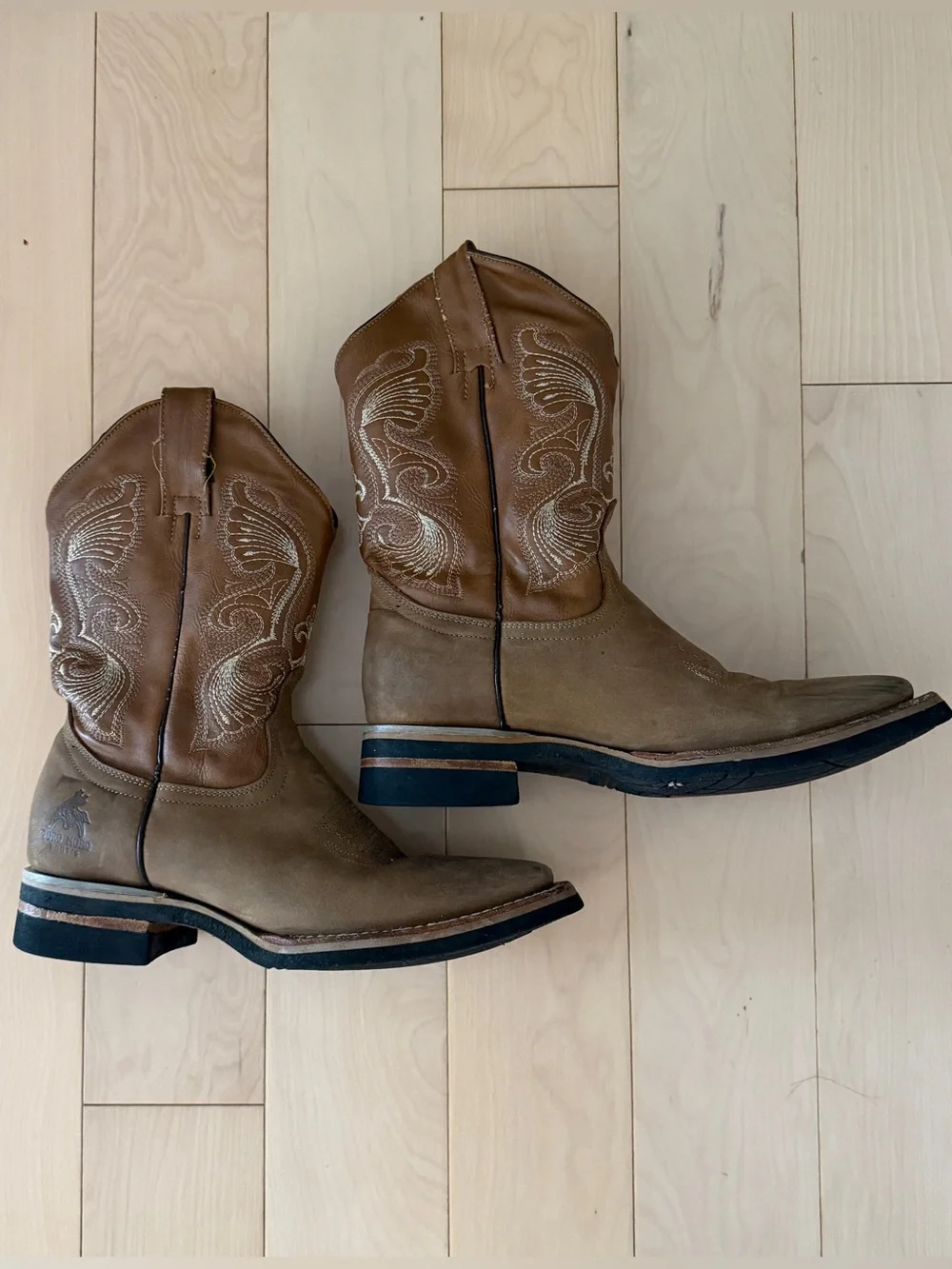 Women’s Toro Moro Square Toe Brown Western Cowboy Boots - Tan Stitch Detail
